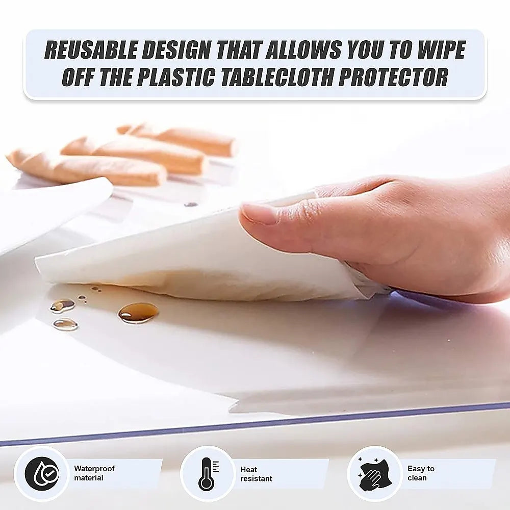 PVC Tablecloth Protector Table Cover Dining Table Cloth Plastic 2134x1070mm 1.5mm - Image 9