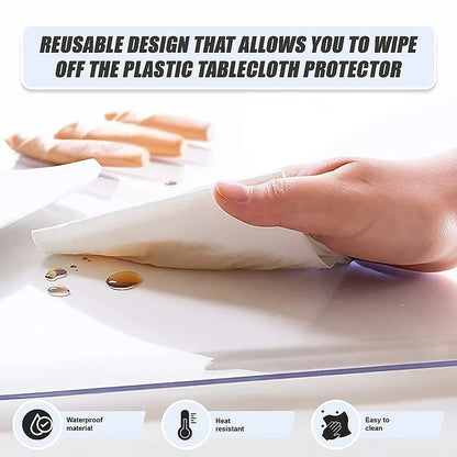 PVC Tablecloth Protector Table Cover Dining Table Cloth Plastic 2134x1070mm 1.5mm - Image 9