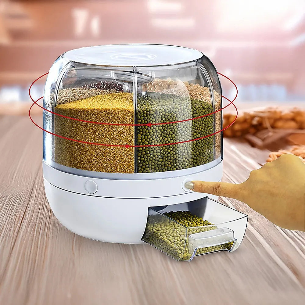 Rice Storage Cereal Dispenser Grain Container Rotating Dry Food Box - Image 2