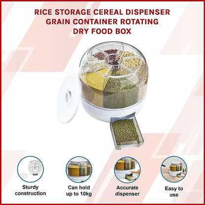Rice Storage Cereal Dispenser Grain Container Rotating Dry Food Box - Image 3