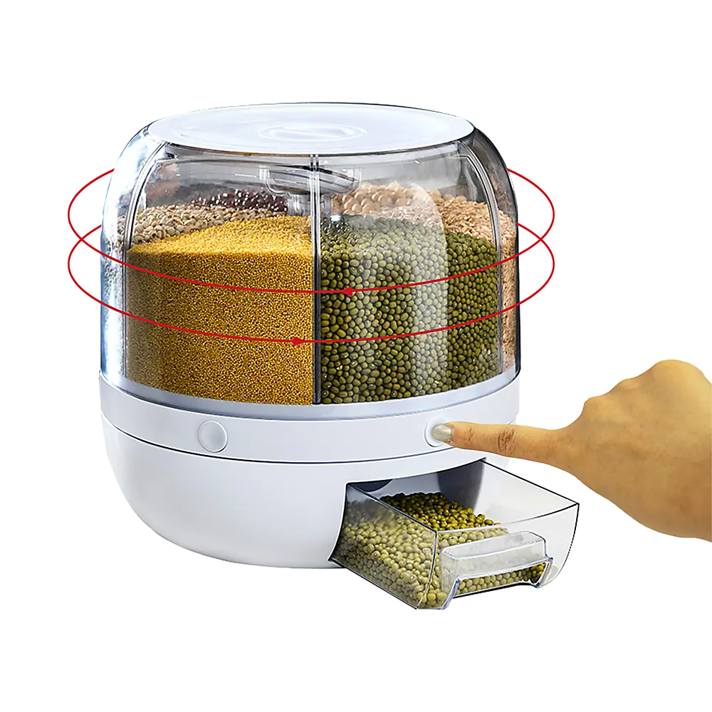 Rice Storage Cereal Dispenser Grain Container Rotating Dry Food Box - Image 4