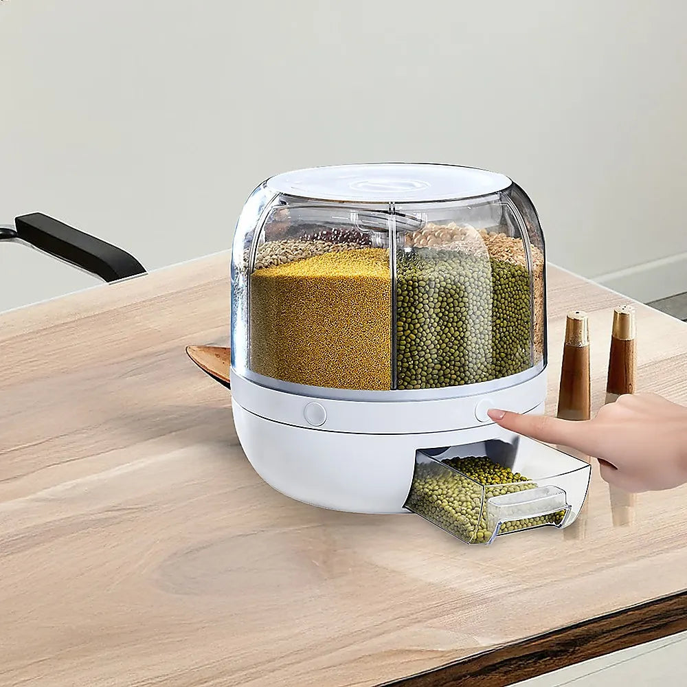 Rice Storage Cereal Dispenser Grain Container Rotating Dry Food Box - Image 5