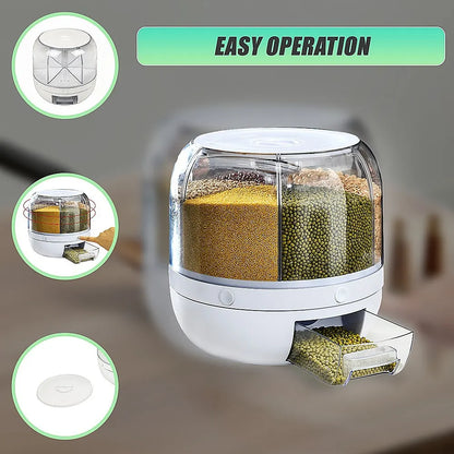 Rice Storage Cereal Dispenser Grain Container Rotating Dry Food Box - Image 9