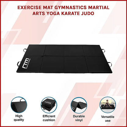 Folding Black Exercise Mat – Gymnastics, Martial Arts, Yoga, Karate & Judo Training - Image 3