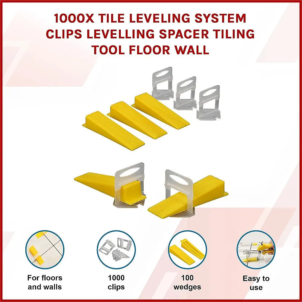 1000 Pack Tile Levelling System Clips Floor And Wall Tiling Spacers For Accurate Tile Alignment - Image 3