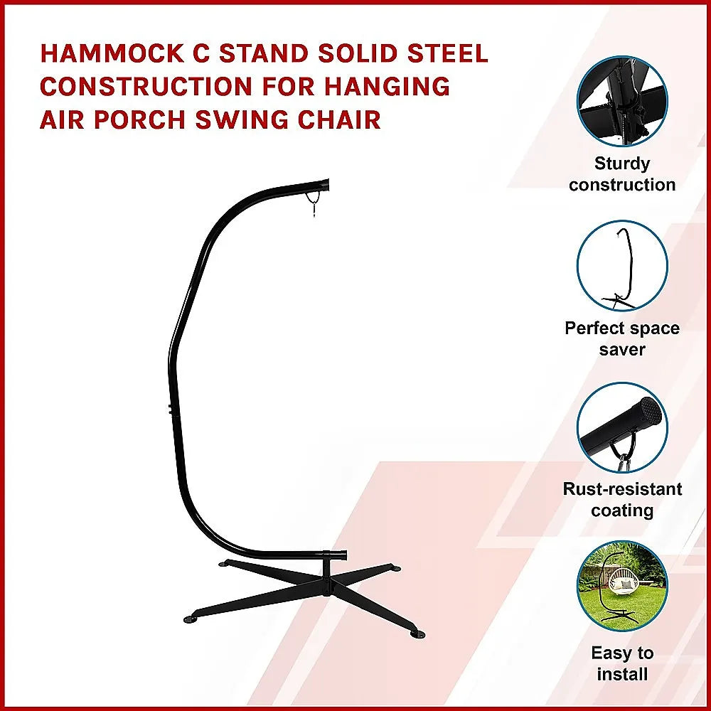 Hammock C Stand Solid Steel Construction for Hanging Air Porch Swing Chair - Image 3