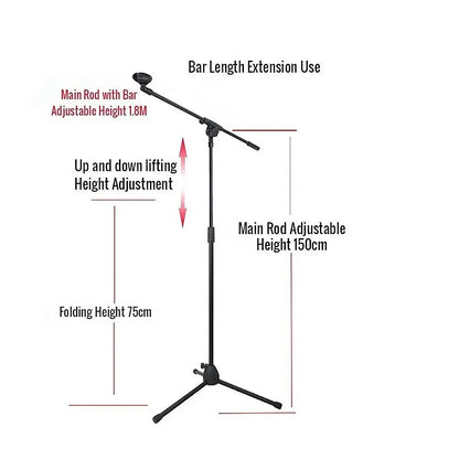 Stage Stands Tripod Mic Stand with Boom 2-Pack - Image 7