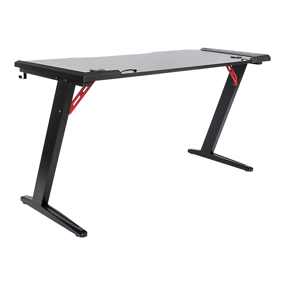 LED Gaming Desk Computer Table with Cup Holder Headphone Hook Cable Hole - Image 7
