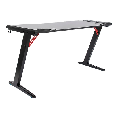 LED Gaming Desk Computer Table with Cup Holder Headphone Hook Cable Hole - Image 7