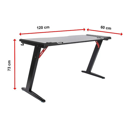 LED Gaming Desk Computer Table with Cup Holder Headphone Hook Cable Hole - Image 8