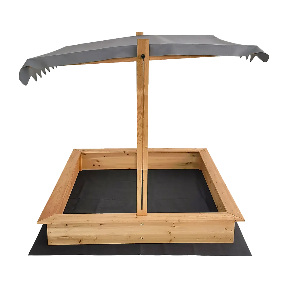 Kids Wooden Toy Sandpit with Adjustable Canopy