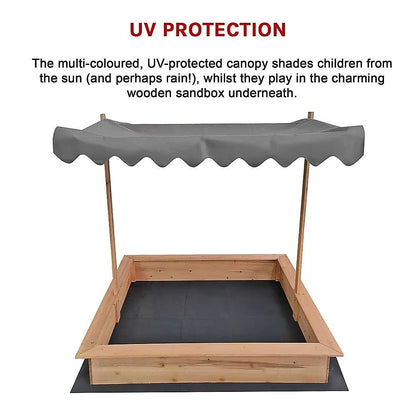 Kids Wooden Toy Sandpit with Adjustable Canopy - Image 6