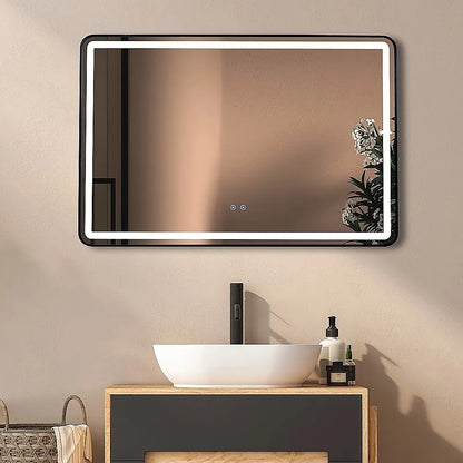 Rectangular Mirror LED Anti-Fog Illuminated Bathroom Living Room - Image 2