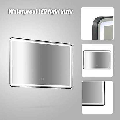 Rectangular Mirror LED Anti-Fog Illuminated Bathroom Living Room - Image 8