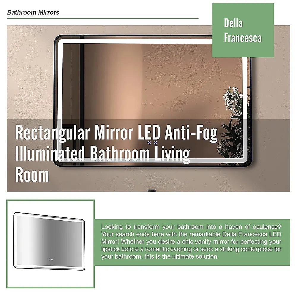Rectangular Mirror LED Anti-Fog Illuminated Bathroom Living Room - Image 9