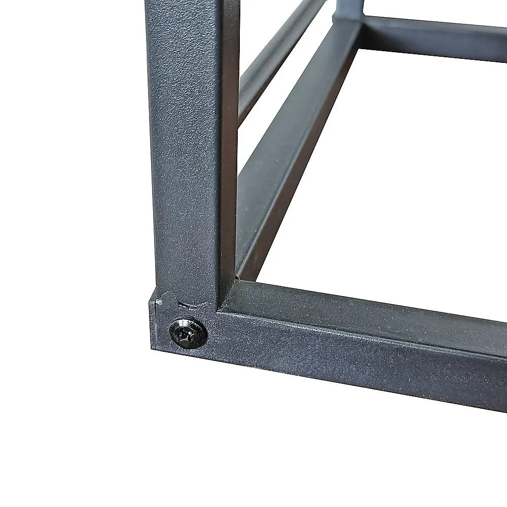 Industrial C Shaped Sofa Side Table with Wooden Shelf Couch Laptop Snack End Table - Image 5