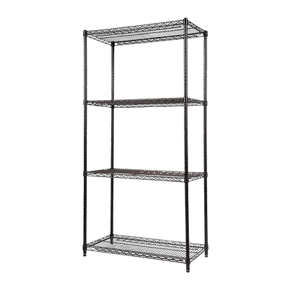 Modular Wire Storage 120x45cm Steel Shelving Black With Fixed Legs For Garage Kitchen Or Retail Storage