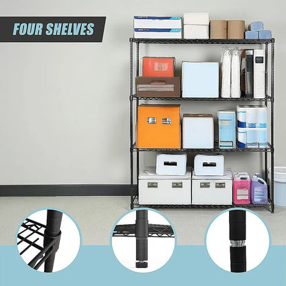 Modular Wire Storage 120x45cm Steel Shelving Black With Fixed Legs For Garage Kitchen Or Retail Storage - Image 9