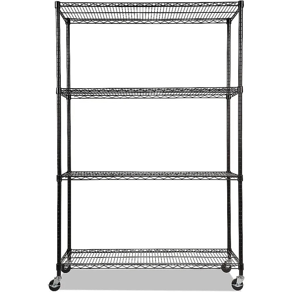 Modular Wire Storage 120x45cm Steel Shelving Black With Wheels For Garage Kitchen Or Retail Storage