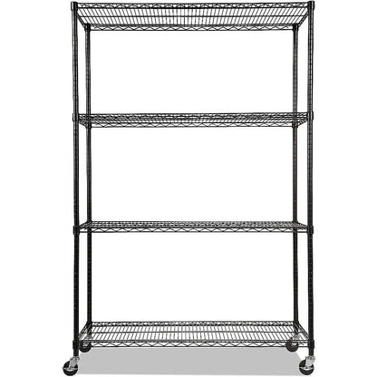 Modular Wire Storage 120x45cm Steel Shelving Black With Wheels For Garage Kitchen Or Retail Storage