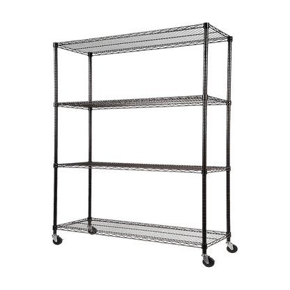 Modular Wire Storage 120x45cm Steel Shelving Black With Wheels For Garage Kitchen Or Retail Storage - Image 8