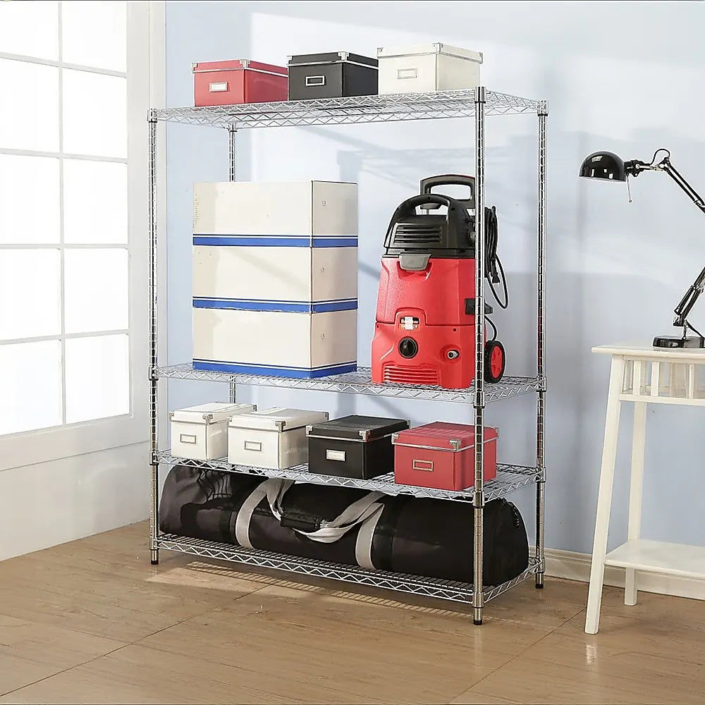 Modular Wire Storage 150x45cm Steel Shelving Chrome With Fixed Legs For Garage Warehouse Or Kitchen Organisation - Image 2