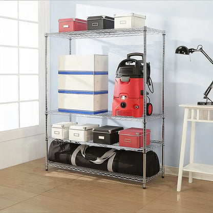 Modular Wire Storage 150x45cm Steel Shelving Chrome With Fixed Legs For Garage Warehouse Or Kitchen Organisation - Image 2