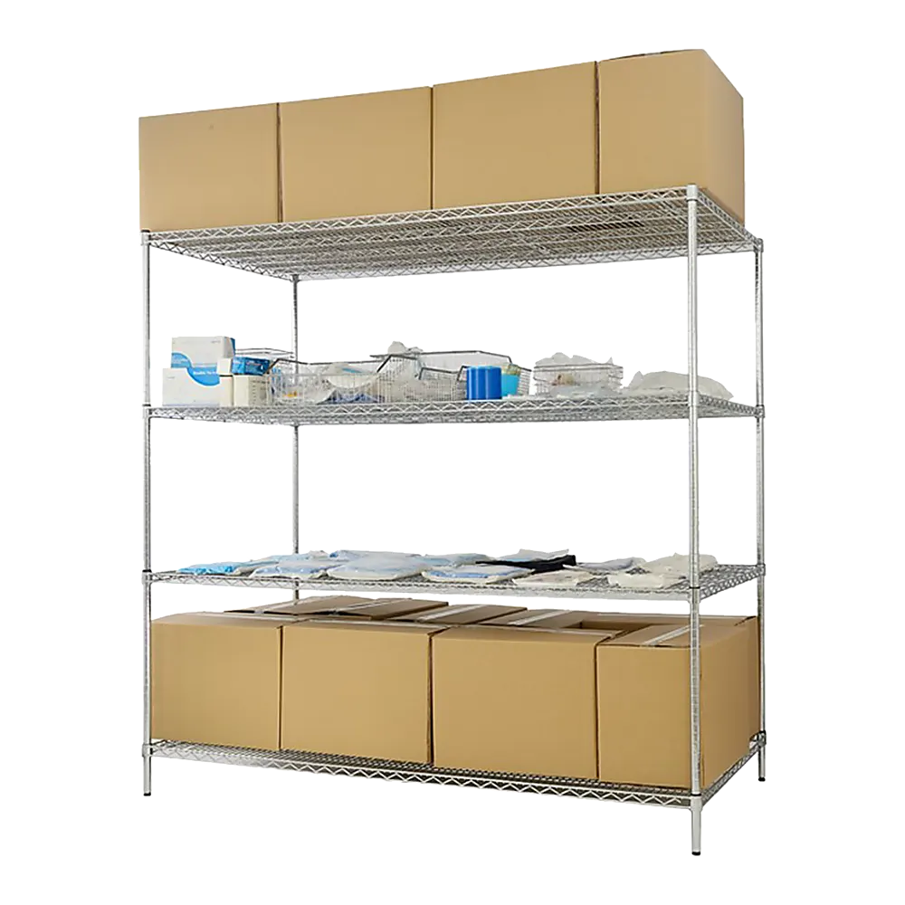 Modular Wire Storage 150x45cm Steel Shelving Chrome With Fixed Legs For Garage Warehouse Or Kitchen Organisation - Image 6