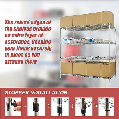 Modular Wire Storage 150x45cm Steel Shelving Chrome With Fixed Legs For Garage Warehouse Or Kitchen Organisation - Image 8