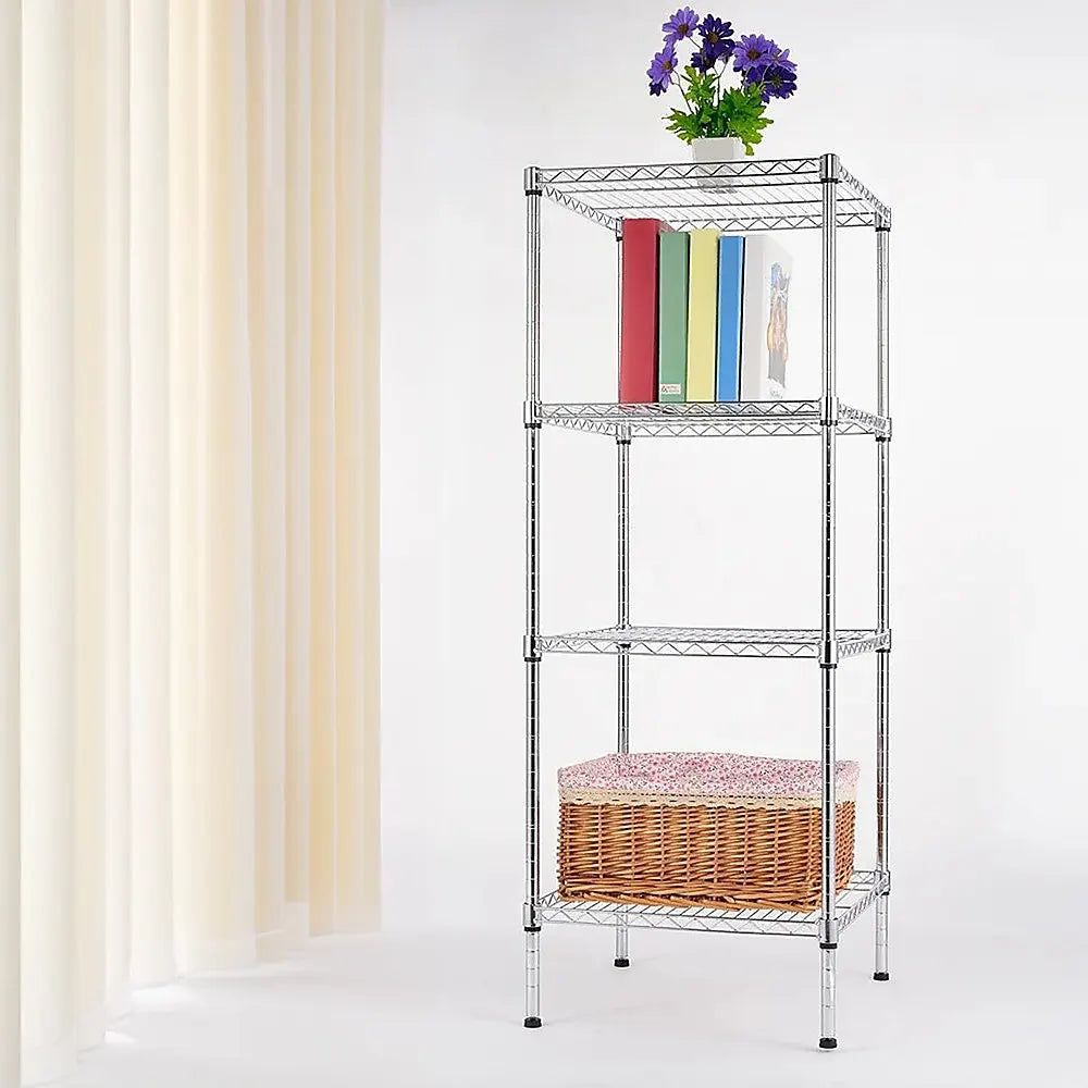 Modular Wire Storage 60x60cm Steel Shelving Chrome With Fixed Legs For Garage Warehouse Or Kitchen Organisation - Image 2