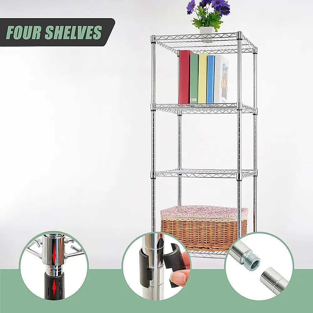 Modular Wire Storage 60x60cm Steel Shelving Chrome With Fixed Legs For Garage Warehouse Or Kitchen Organisation - Image 9
