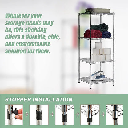 Modular Wire Storage 60x60cm Steel Shelving Chrome With Fixed Legs For Garage Warehouse Or Kitchen Organisation - Image 8