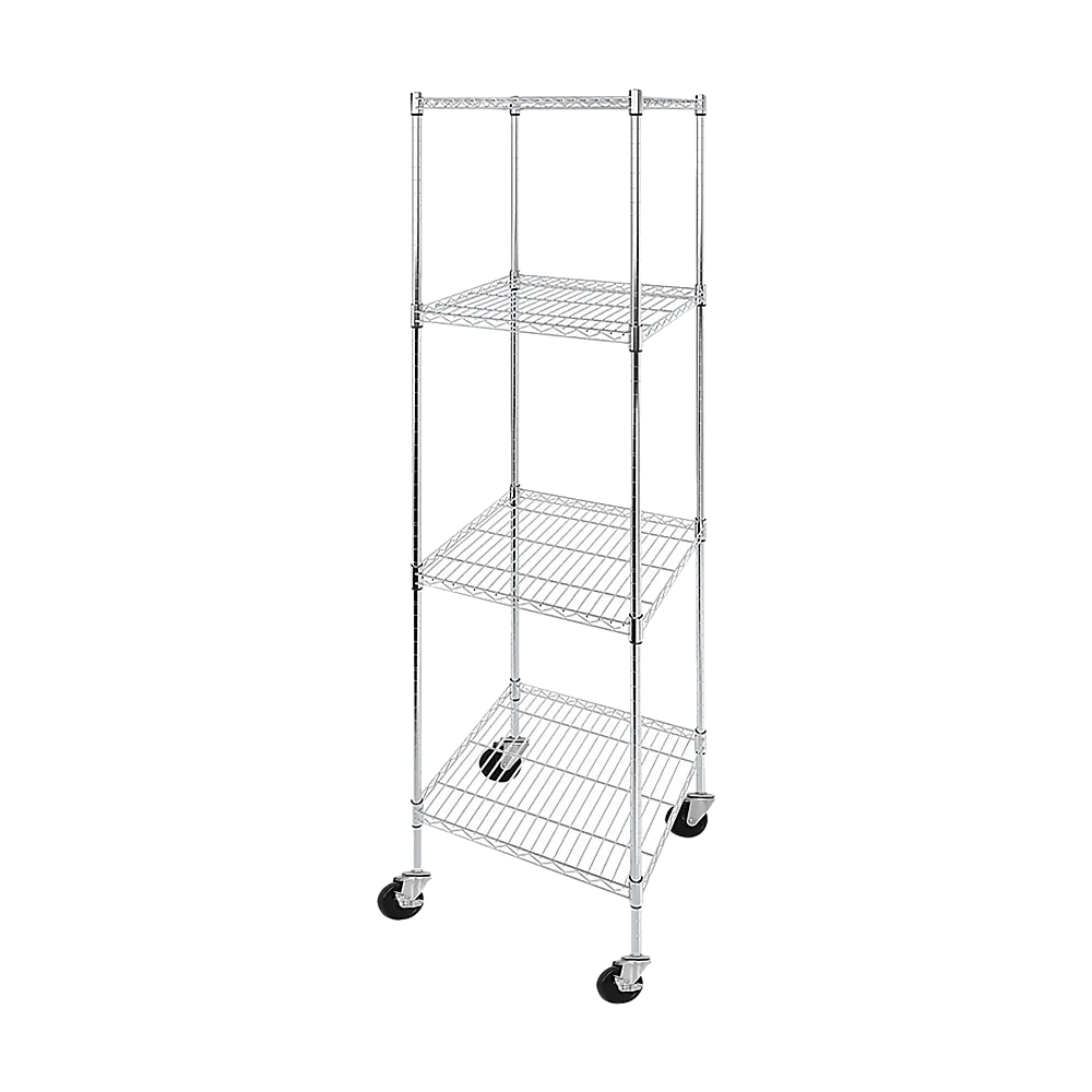 Modular Wire Storage 60x60cm Steel Shelving Chrome With Wheels For Garage Warehouse Or Kitchen Organisation