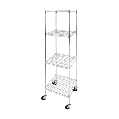 Modular Wire Storage 60x60cm Steel Shelving Chrome With Wheels For Garage Warehouse Or Kitchen Organisation