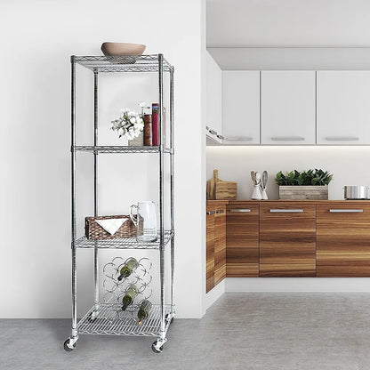 Modular Wire Storage 60x60cm Steel Shelving Chrome With Wheels For Garage Warehouse Or Kitchen Organisation - Image 2