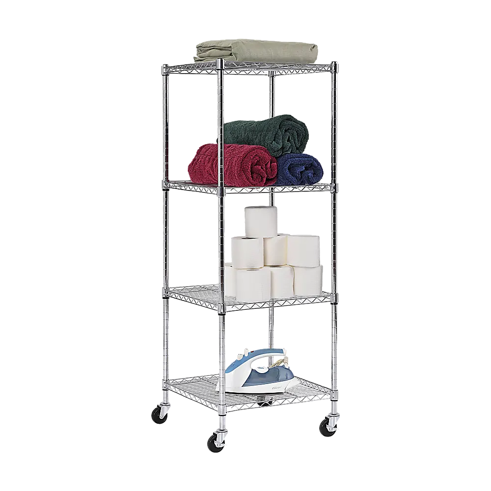 Modular Wire Storage 60x60cm Steel Shelving Chrome With Wheels For Garage Warehouse Or Kitchen Organisation - Image 6