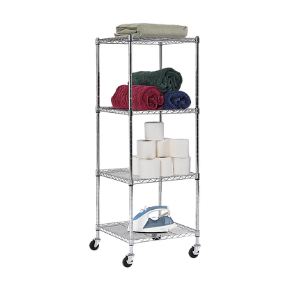 Modular Wire Storage 60x60cm Steel Shelving Chrome With Wheels For Garage Warehouse Or Kitchen Organisation - Image 6