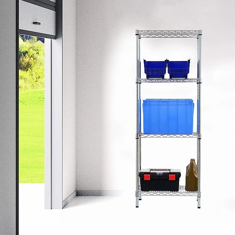 Modular Wire Storage 45x45cm Steel Shelving Chrome With Fixed Legs For Garage Warehouse Or Kitchen Organisation - Image 2