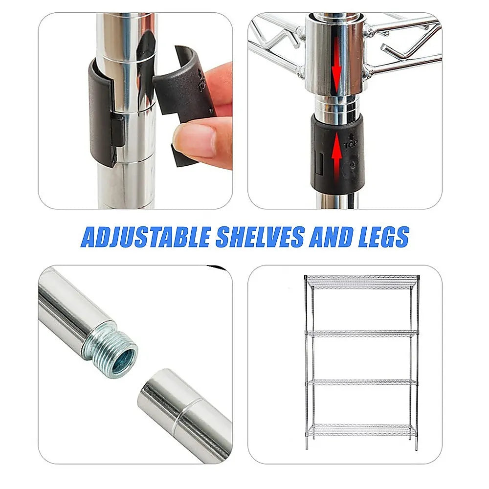 Modular Wire Storage 45x45cm Steel Shelving Chrome With Fixed Legs For Garage Warehouse Or Kitchen Organisation - Image 7