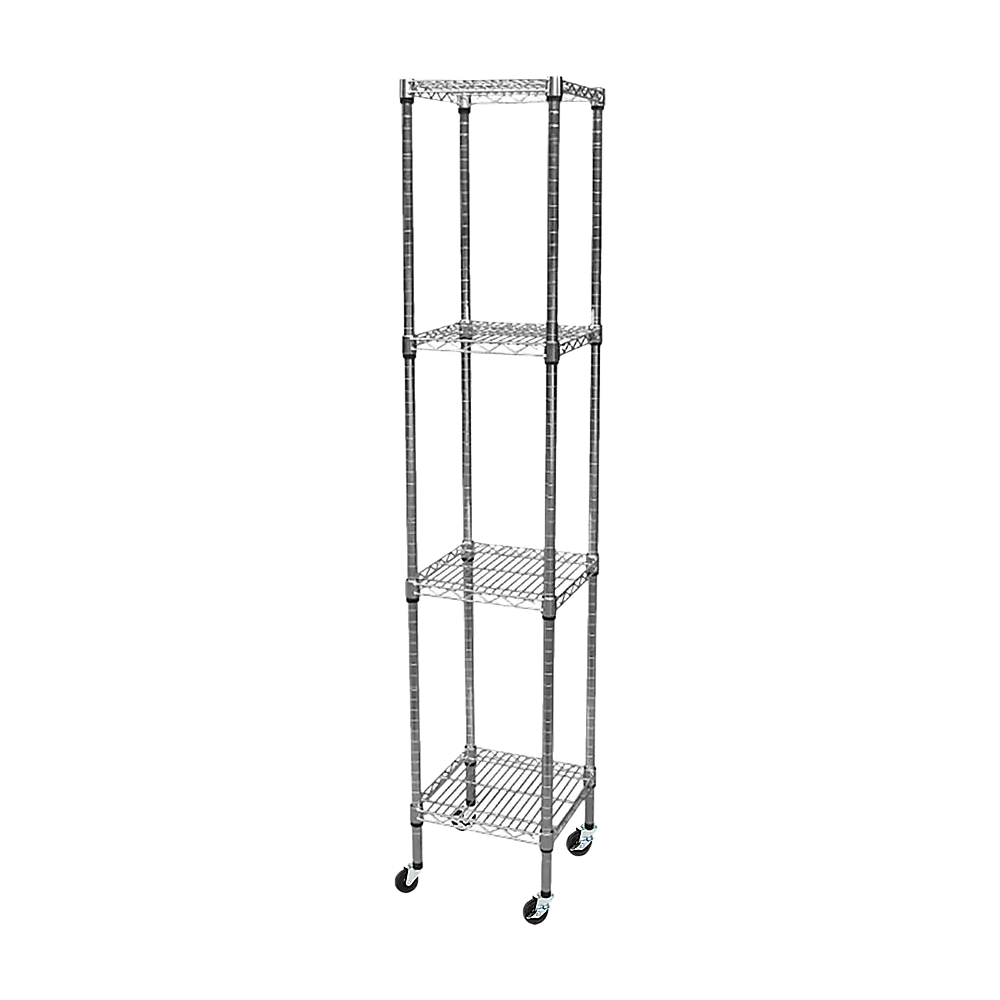 Modular Wire Storage 45x45cm Steel Shelving Chrome With Wheels For Garage Warehouse Or Kitchen Organisation