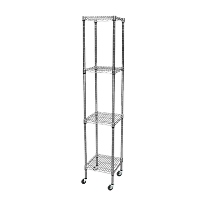 Modular Wire Storage 45x45cm Steel Shelving Chrome With Wheels For Garage Warehouse Or Kitchen Organisation