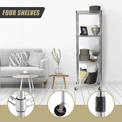 Modular Wire Storage 45x45cm Steel Shelving Chrome With Wheels For Garage Warehouse Or Kitchen Organisation - Image 9