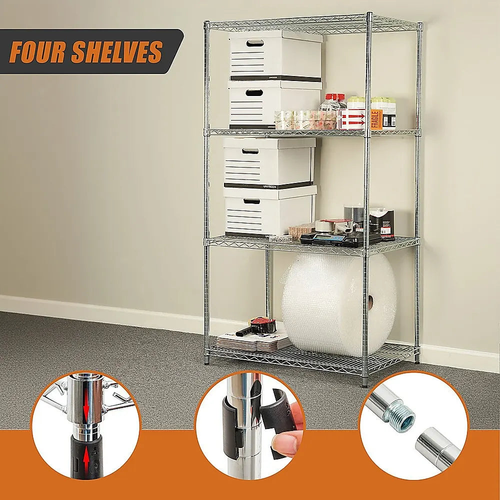 Modular Wire Storage 120x60cm Steel Shelving Chrome With Fixed Legs For Garage Warehouse Or Kitchen Organisation - Image 9