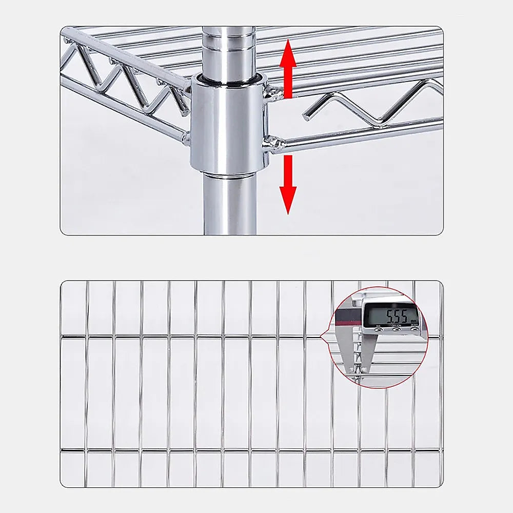 Modular Wire Storage 120x60cm Steel Shelving Chrome With Fixed Legs For Garage Warehouse Or Kitchen Organisation - Image 6