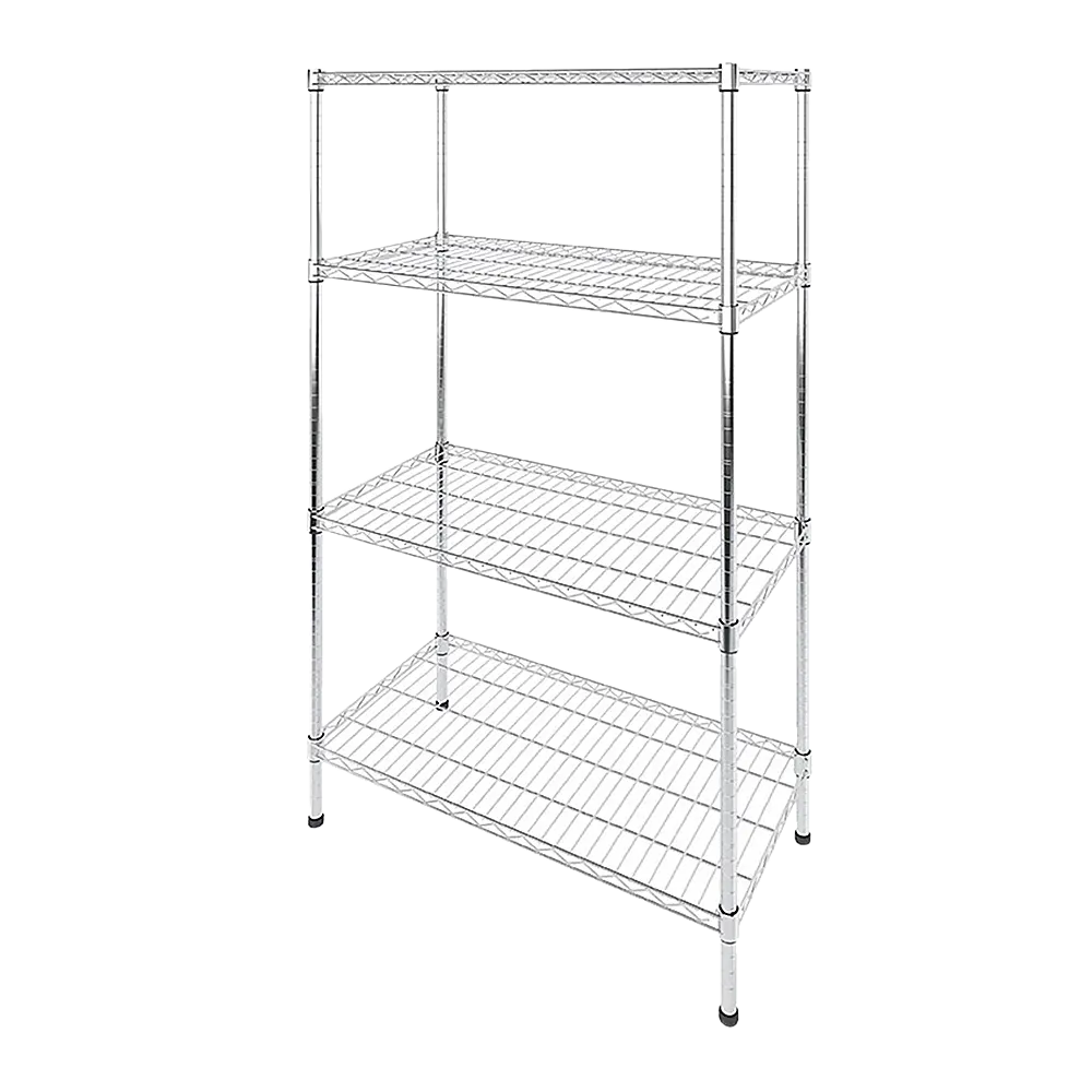 Modular Wire Storage 120x60cm Steel Shelving Chrome With Fixed Legs For Garage Warehouse Or Kitchen Organisation