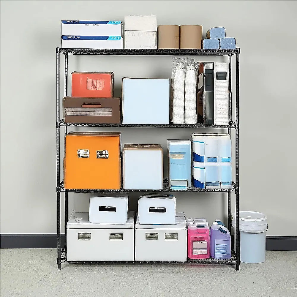 Modular Wire Storage 120x60cm Steel Shelving Black With Fixed Legs For Garage Warehouse Or Kitchen Organisation - Image 2