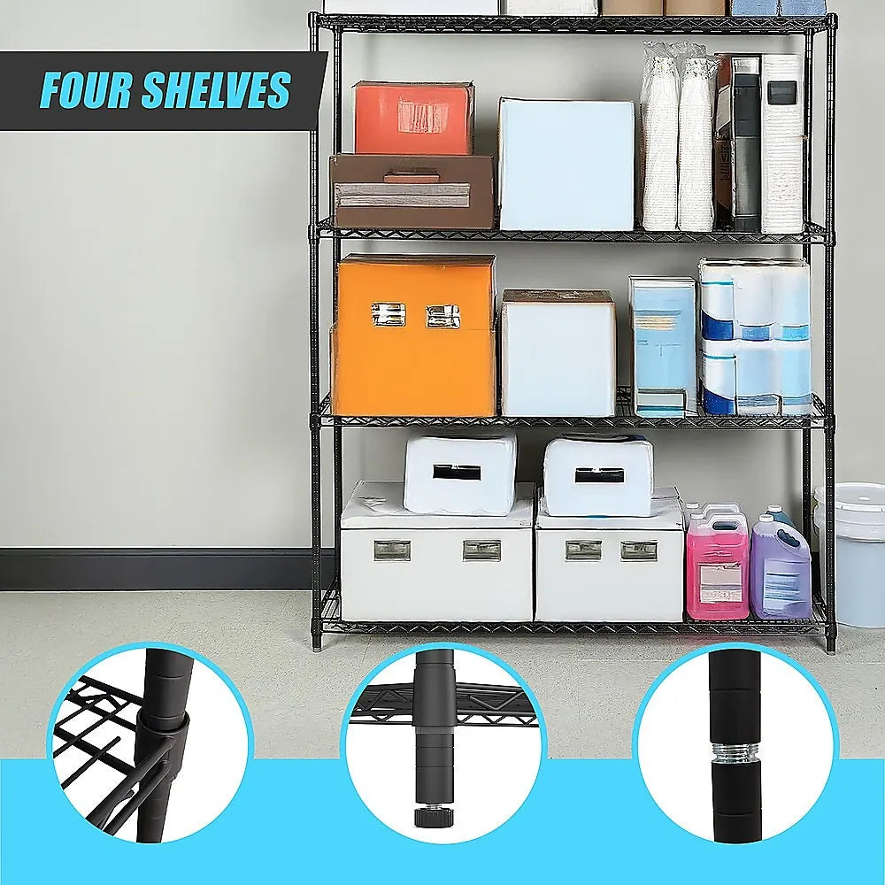 Modular Wire Storage 120x60cm Steel Shelving Black With Fixed Legs For Garage Warehouse Or Kitchen Organisation - Image 9