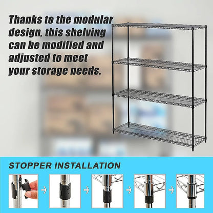 Modular Wire Storage 120x60cm Steel Shelving Black With Fixed Legs For Garage Warehouse Or Kitchen Organisation - Image 8