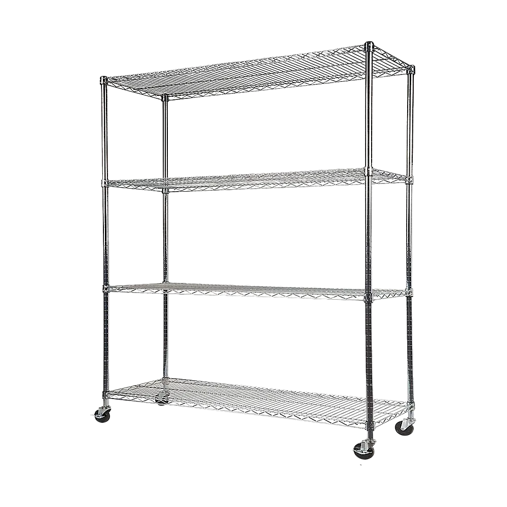Modular Wire Storage 120x60cm Steel Shelving Chrome With Wheels For Garage Warehouse Or Kitchen Organisation