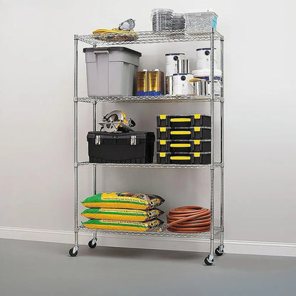 Modular Wire Storage 120x60cm Steel Shelving Chrome With Wheels For Garage Warehouse Or Kitchen Organisation - Image 2